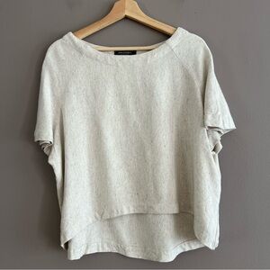 Ann Everett Women's Oversize Top High Low Natural Lagenlook Coastal Linen M **